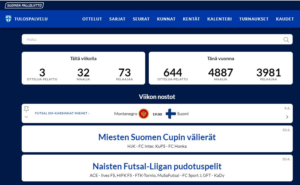 Palloliiton uusi tulospalvelu on julkistettu PEPO Lappeenranta